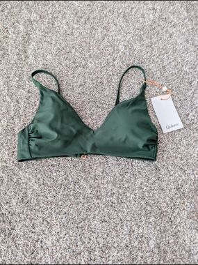 Quince NWT Italian Swimwear Bikini Top V-neck Bralette Green XS